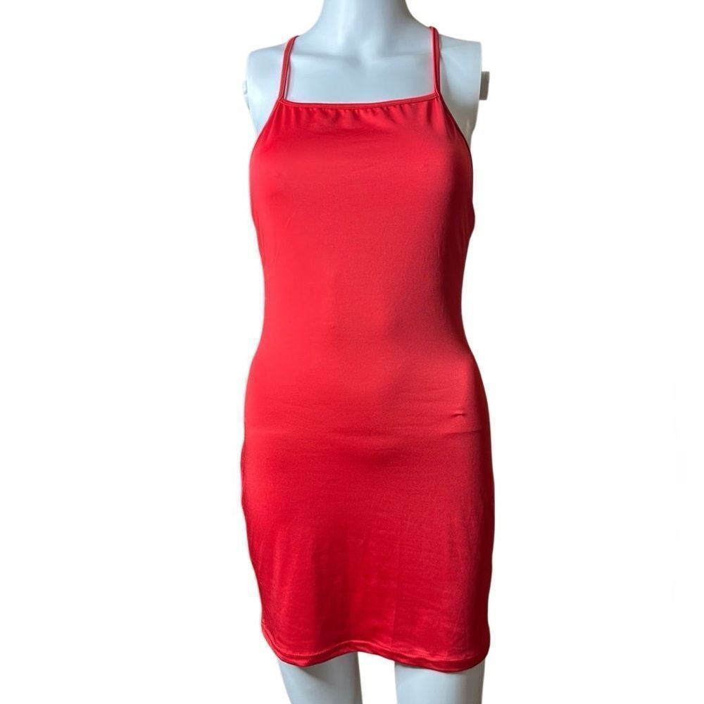 Red Sleeveless Bodycon Scrunch Butt Dress Size Small